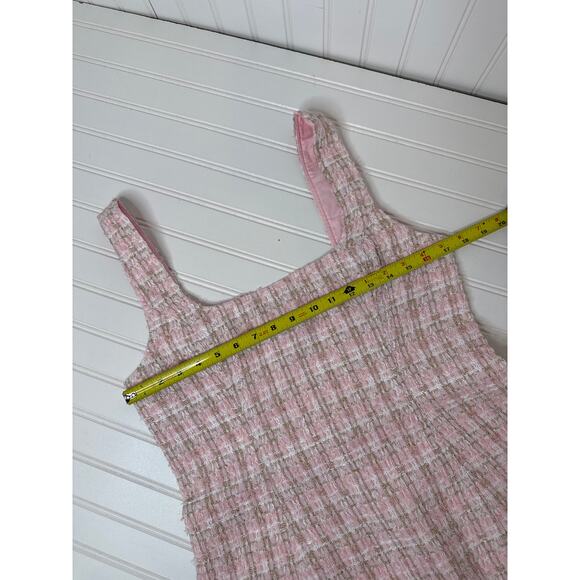 NWT Rumored Wiggy Dress Pink Shimmer Tweed Squared Neck Bodycon Size 10 - Picture 5 of 8